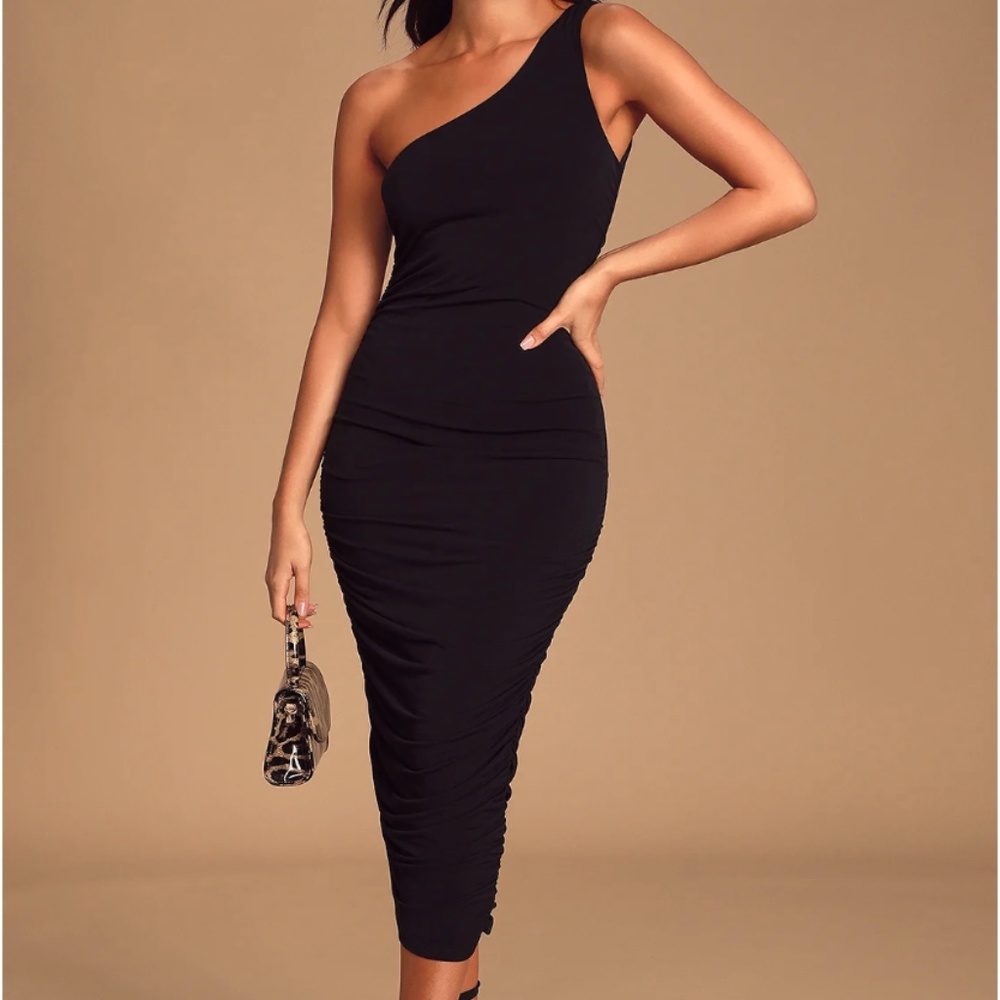 Lulus One-Shoulder Bodycon Midi Dress NWT